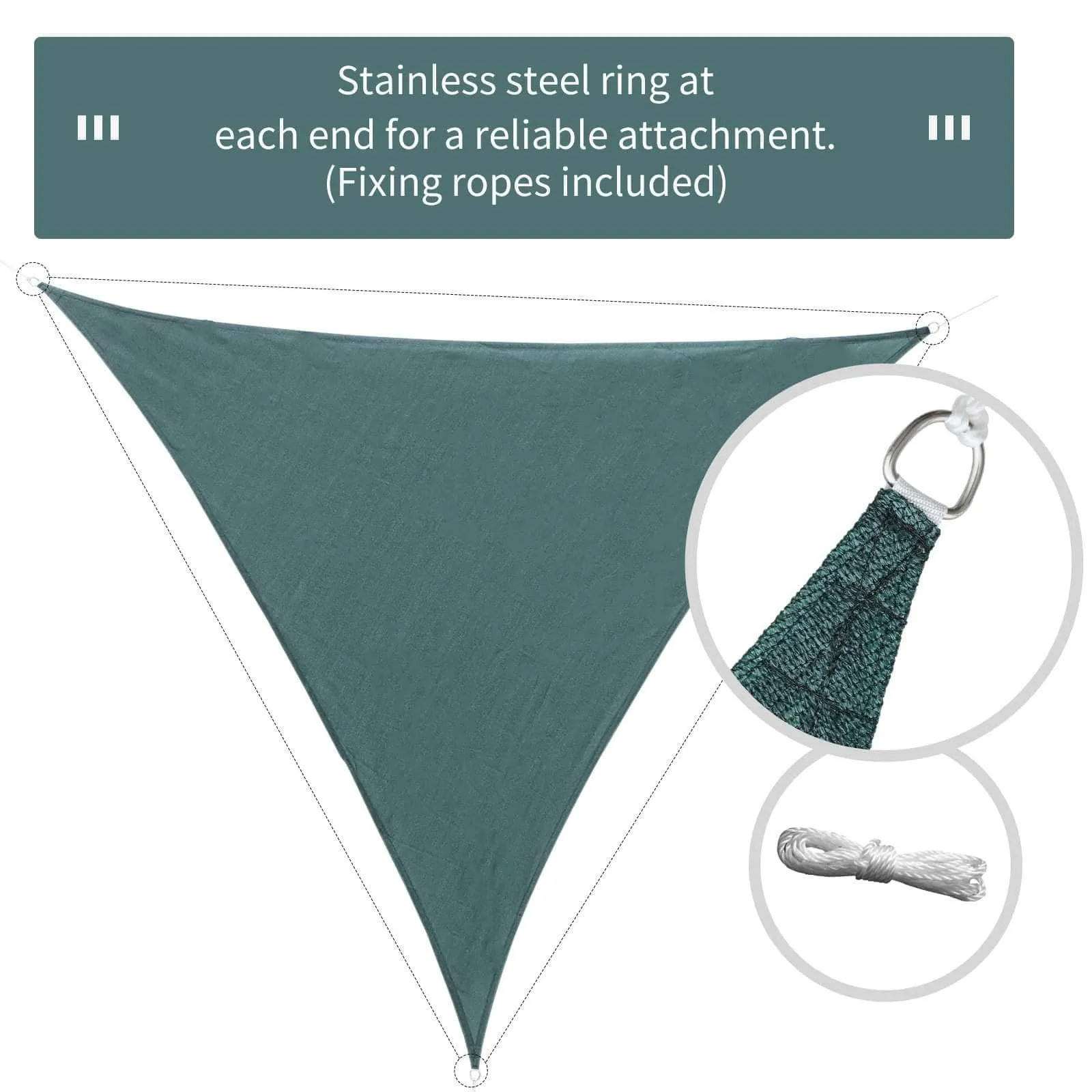 10ft Triangle Canopy Sun Shade Sail Canopy with Carrying Bag - Available in 4 Colours