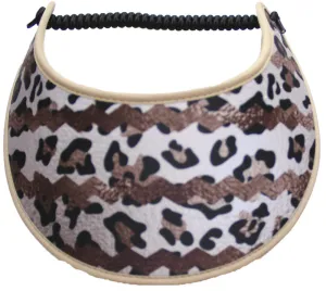 K011 Sun Visor Features a Chevron Pattern and Animal Print on Tan